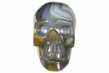 Polished Banded Agate Skull with Quartz Crystal Pocket #148113-1